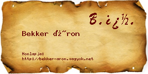 Bekker Áron névjegykártya